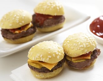 Slider Burgers with Pickles and Cheese