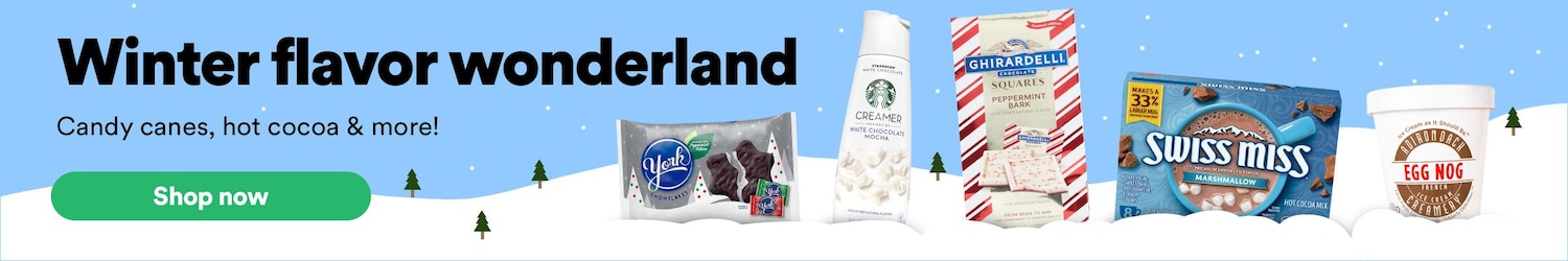Winter flavor wonderland. Candy canes, hot cocoa & more! Shop Now