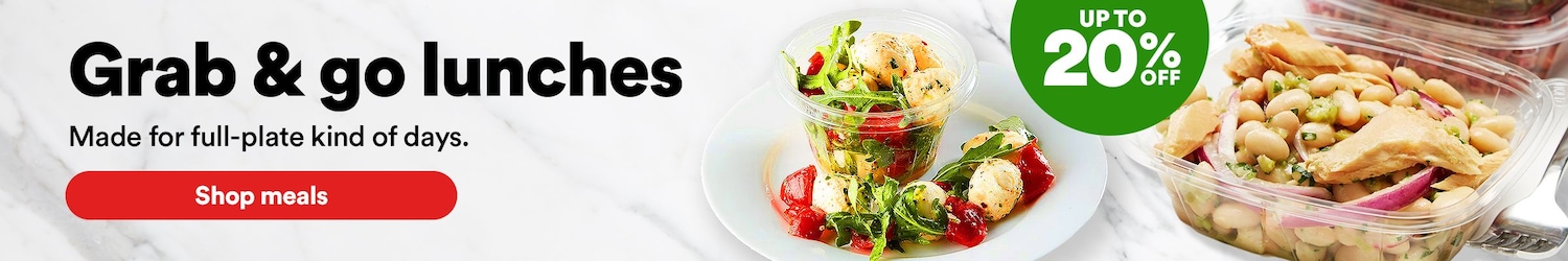 Grab & Go Lunches. Made for full-plate kind of days. UP TO 20% OFF. Shop meals. 
