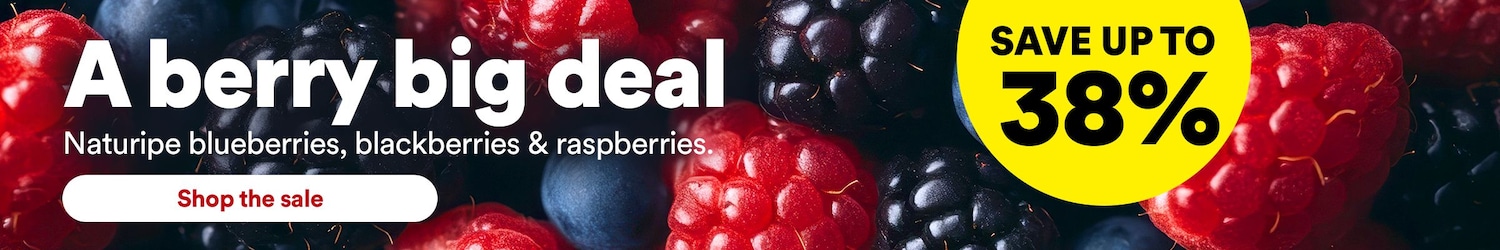 A berry big deal. SAVE UP TO 38%. Naturipe blueberries, blackberries & raspberries. Shop the sale