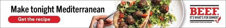 Make tonight Mediterranean. BEEF. IT'S WHATS FOR DINNER. Get the recipe.