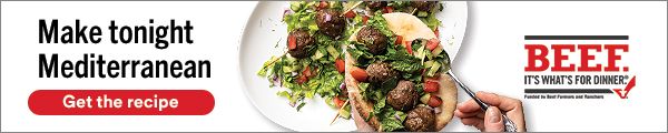Make tonight Mediterranean. BEEF. IT'S WHATS FOR DINNER. Get the recipe.