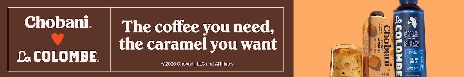 Chobani. La Calombe. Caramel Macchiato is calling. Pair Chobani & La Colombe
