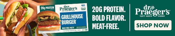 Dr. Praeger's Grillhouse Burger. 20G protein. Bold Flavor. Meat-Free. SHOP NOW