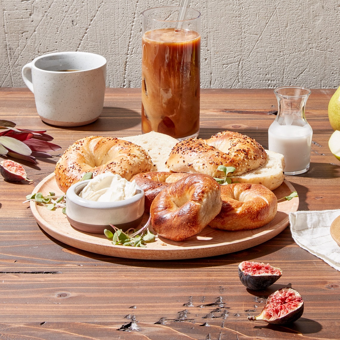 Bagels on platter
