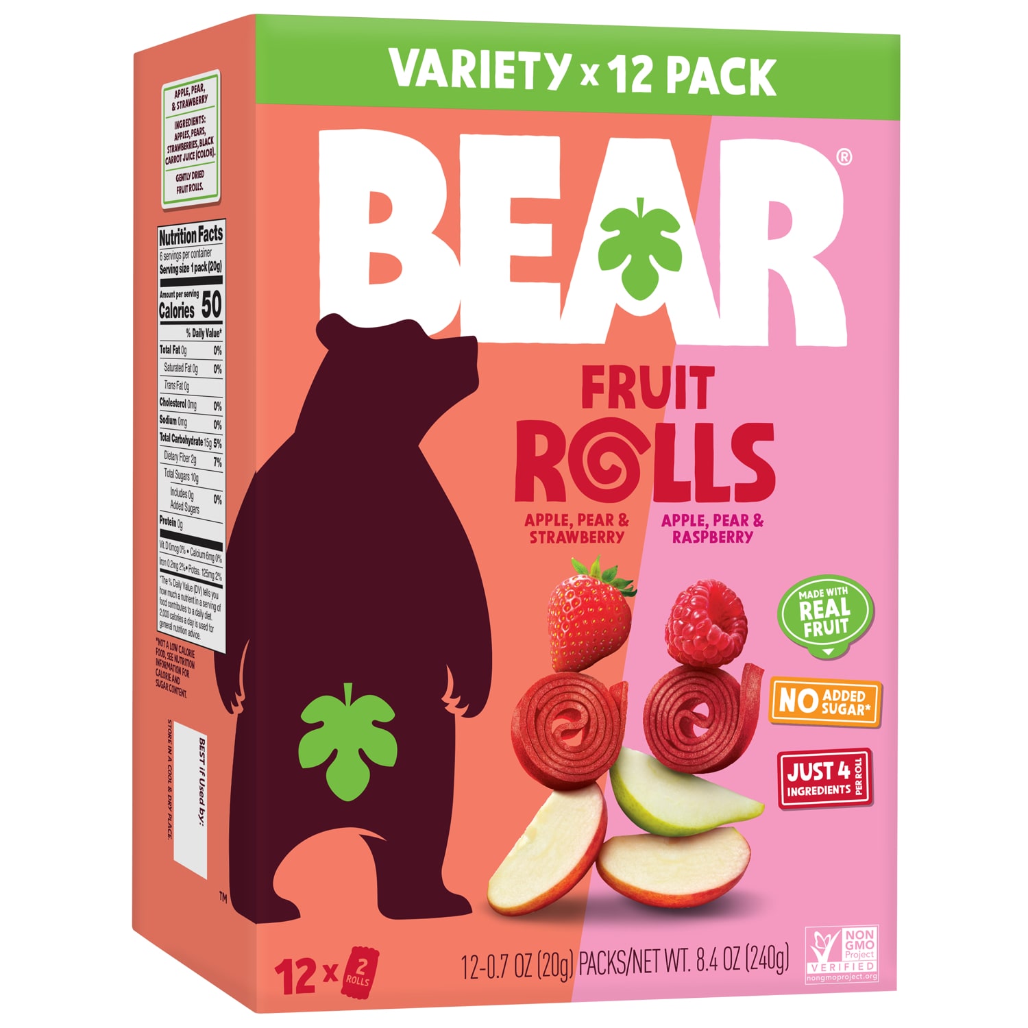 Bear Fruit Rolls Variety Pack Strawberry/Raspberry