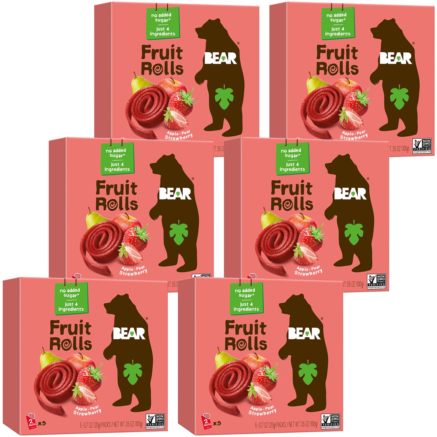 BEAR Fruit Rolls, Pear-Apple Strawberry, Case