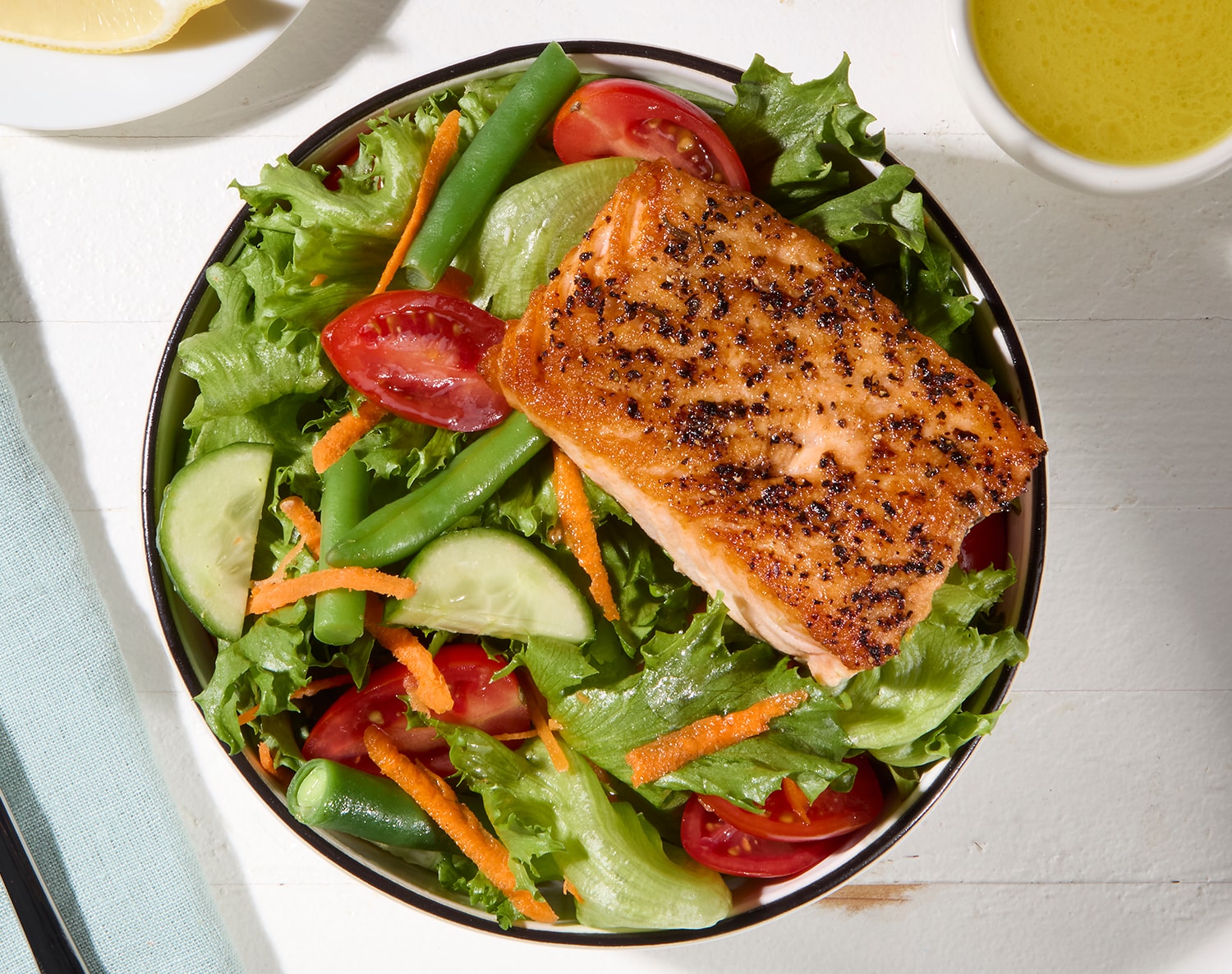 FreshDirect Green Salad with Grilled Salmon, image 2 of 2 slides