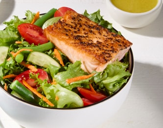 FreshDirect Green Salad with Grilled Salmon