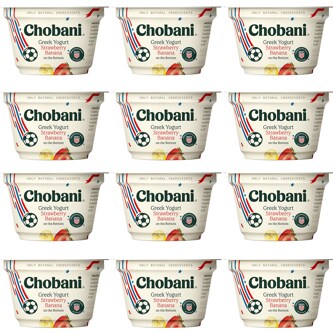 Chobani Low-Fat Greek Yogurt, Strawberry Banana on the Bottom, Case