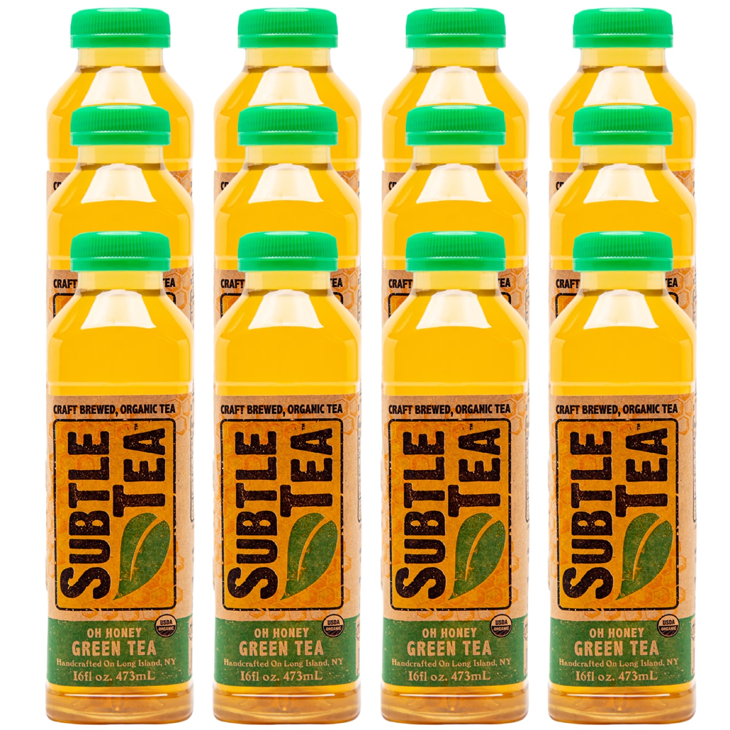 Subtle Tea Craft Brewed Organic Tea, Oh Honey Green Tea, Plastic Bottle, Case