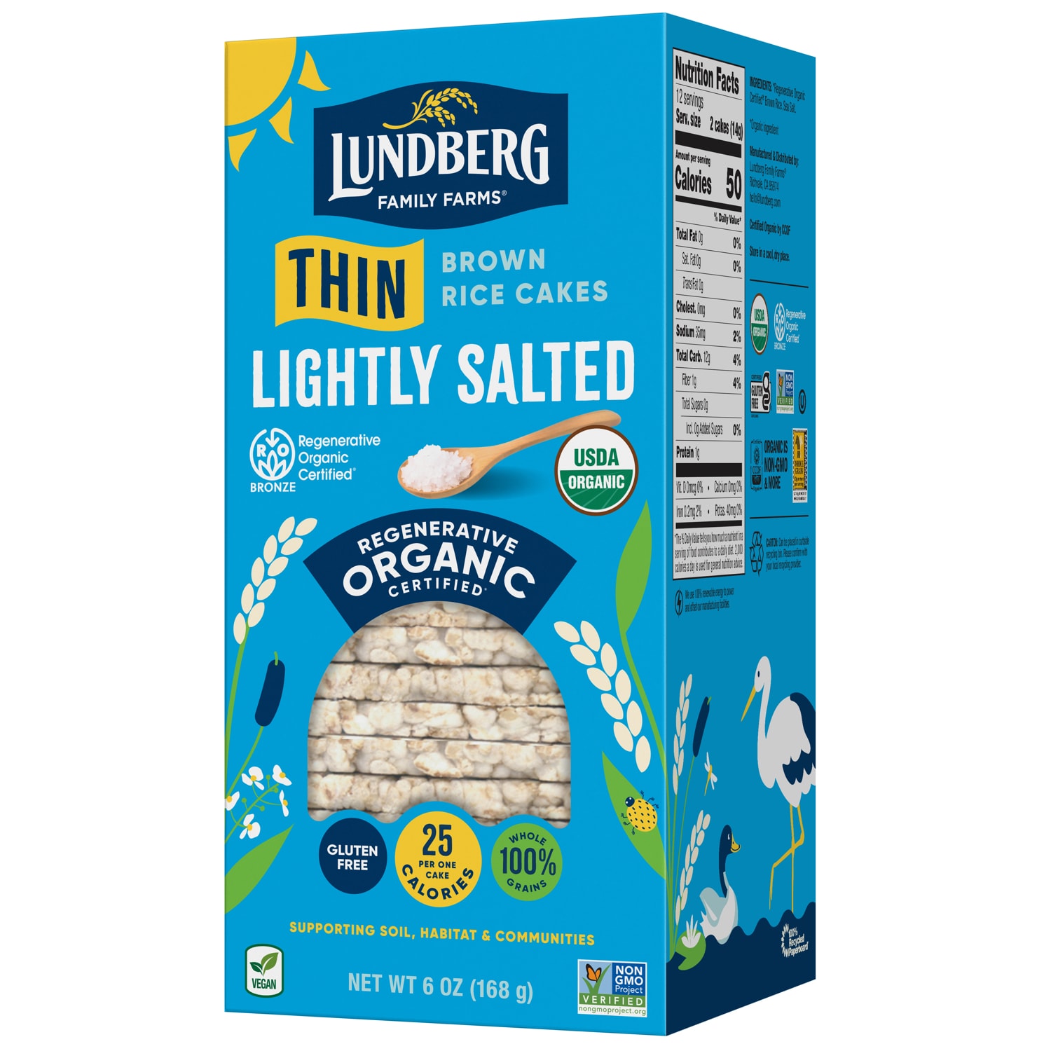 Lundberg Organic Thin Stackers Puffed Grain Cakes, Brown Rice, Lightly Salted