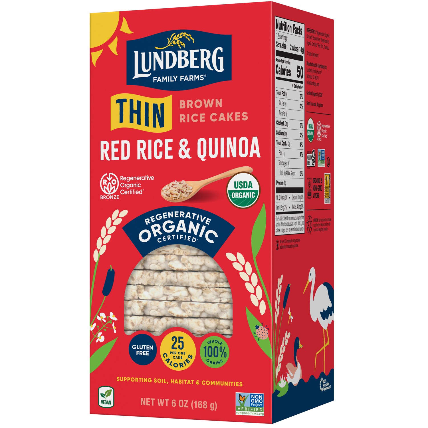 Lundberg Organic Thin Stackers Puffed Grain Cakes, Red Rice & Quinoa
