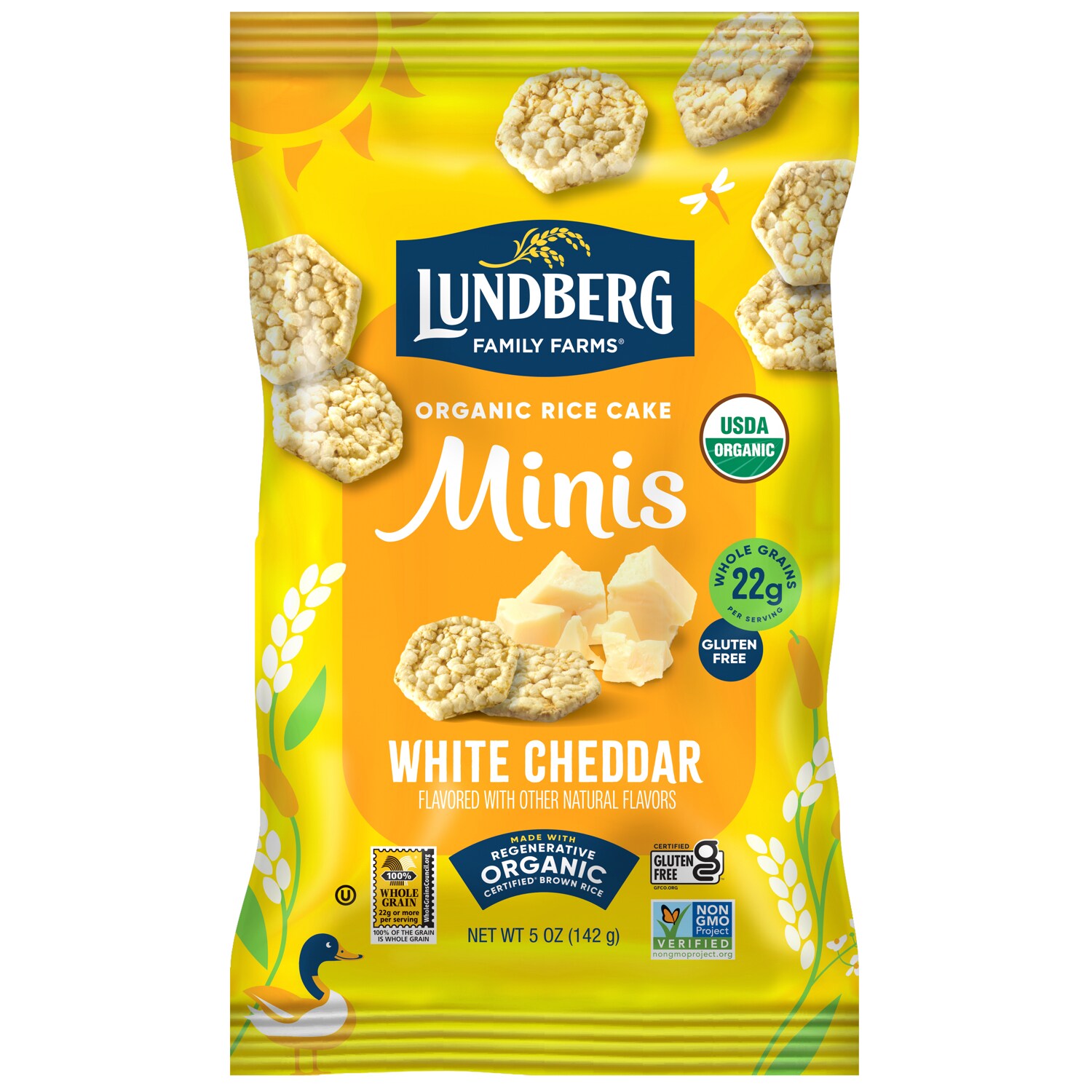 Lundberg Organic Rice Cake Minis, White Cheddar
