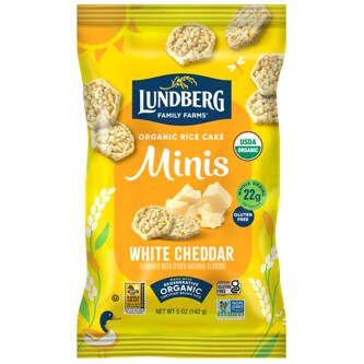 Lundberg Organic Rice Cake Minis, White Cheddar