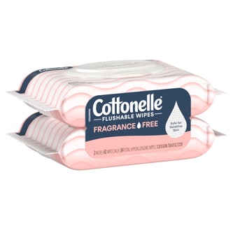 Cottonelle Flushable Wipes, Fragrance Free