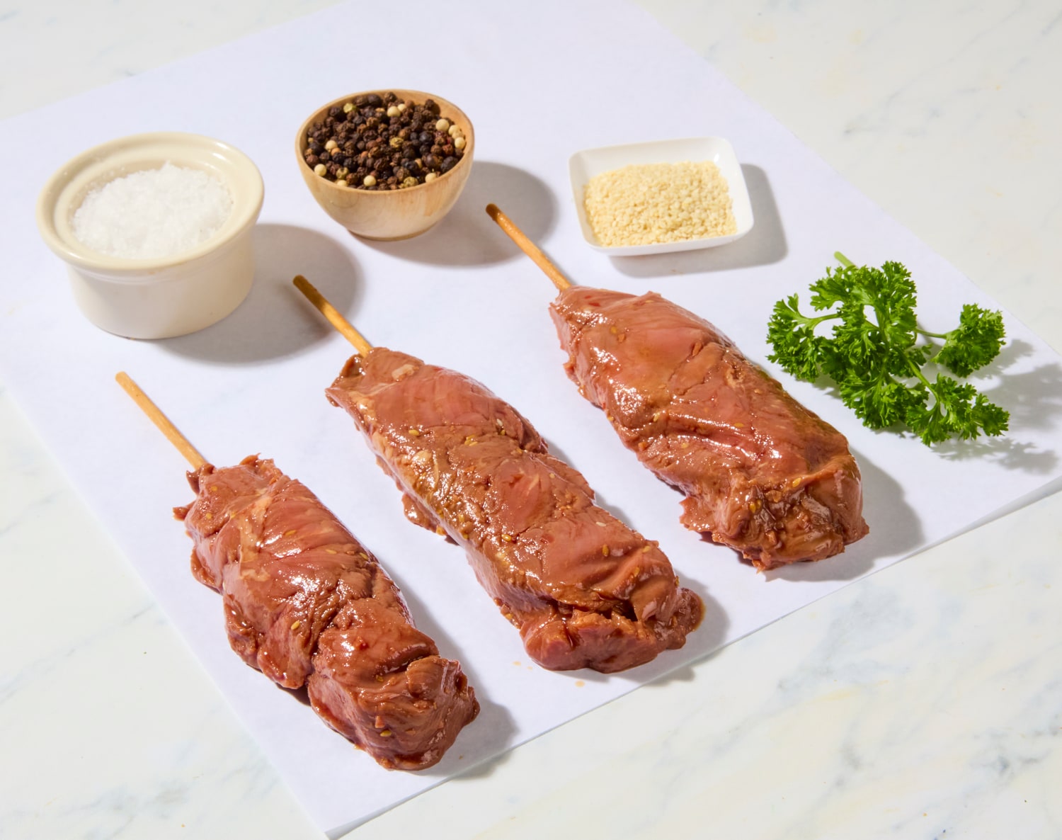 Demakes Bros. Beef Sirloin Steak Skewers, Island Teriyaki, Frozen, image 1 of 2 slides