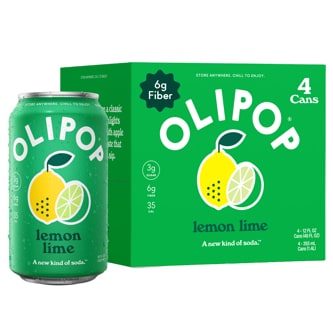 OLIPOP 9g Fiber Prebiotic Soda, Lemon Lime, Can