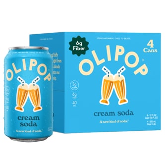 OLIPOP 6g Fiber Prebiotic Soda, Cream Soda, Cans