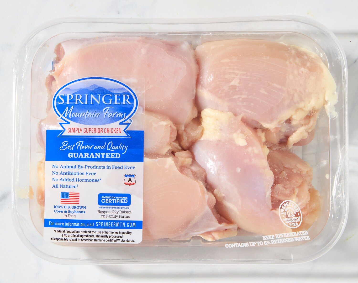 Springer Mountain Farms Boneless Skinless Chicken Thighs, Raised w/o Antibiotics , image 1 of 2 slides