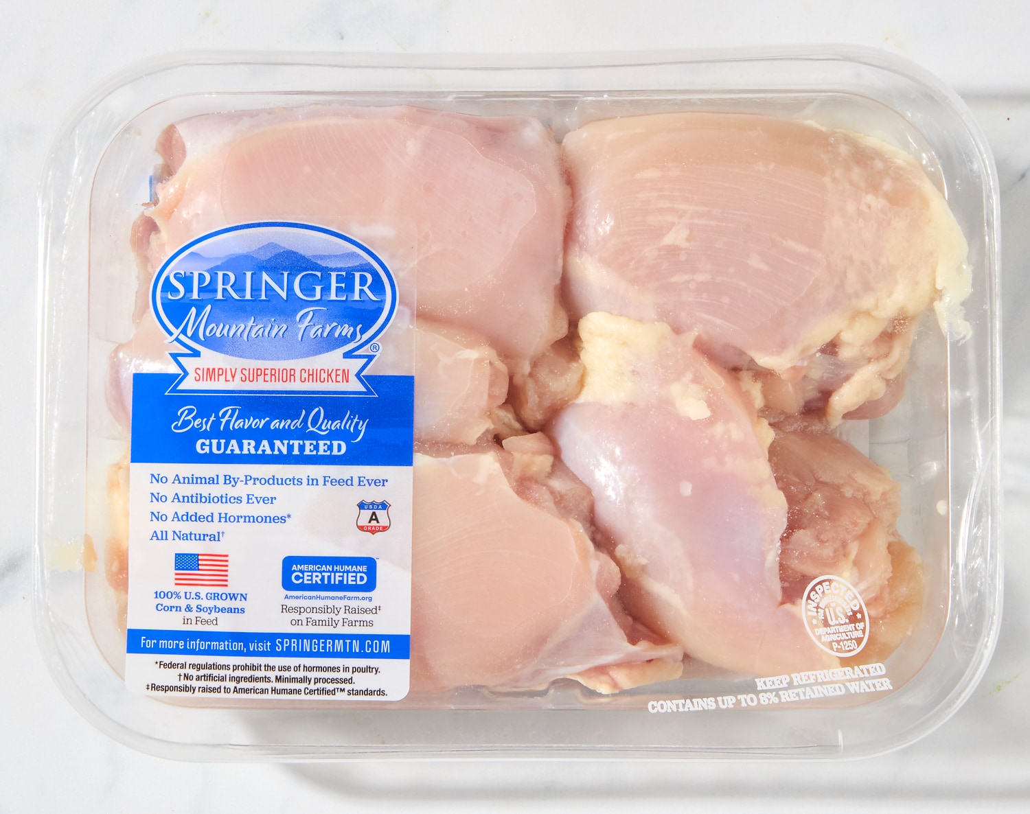 Springer Mountain Farms Boneless Skinless Chicken Thighs, Raised w/o Antibiotics 