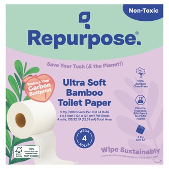 Repurpose Ultra Soft 3-Ply Bamboo Toilet Paper, Mega Rolls