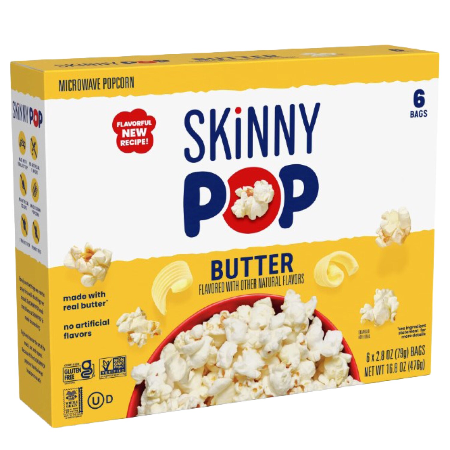 SkinnyPop Microwave Popcorn, Butter