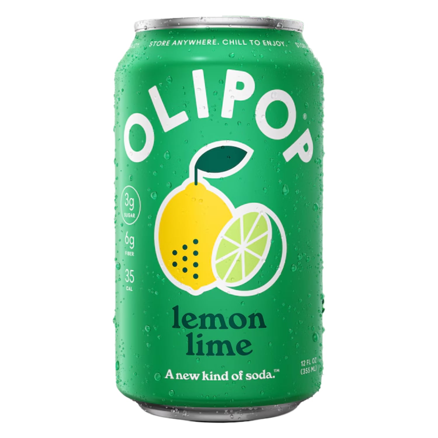 OLIPOP 9g Fiber Prebiotic Soda, Lemon Lime, Can
