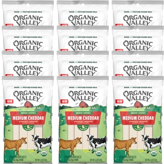 Organic Valley Medium Cheddar Snack Stick, Case