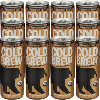 Wandering Bear Organic Cold Brew Coffee, Original Black, Can, Case