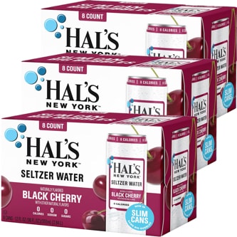 Hal's New York Seltzer Water, Black Cherry, Cans