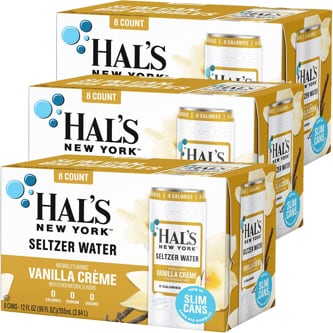 Hal's New York Seltzer Water, Vanilla Crème, Case
