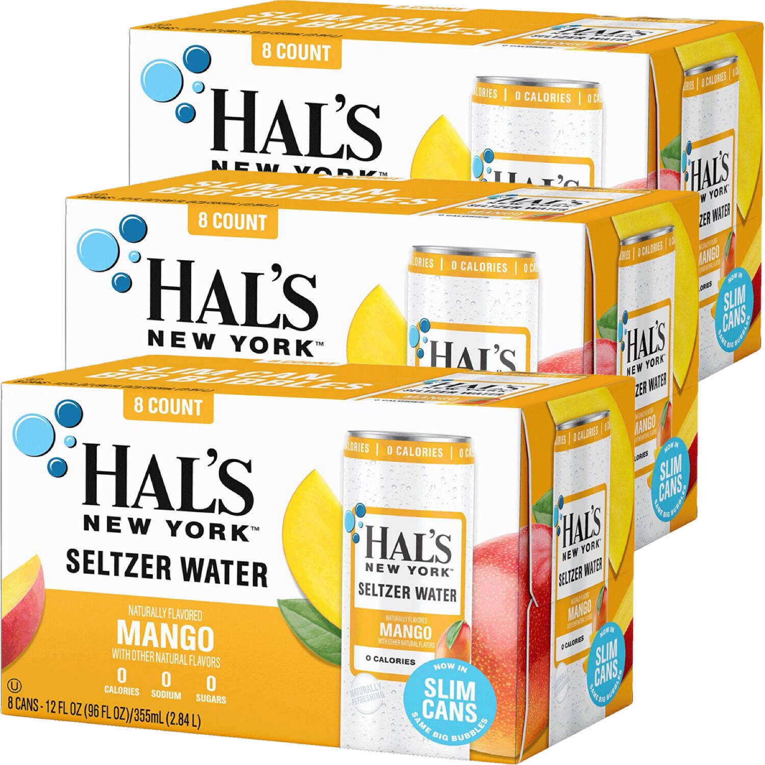 Hal's New York Seltzer Water, Mango, Case