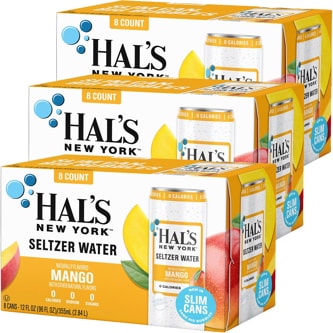 Hal's New York Seltzer Water, Mango, Case