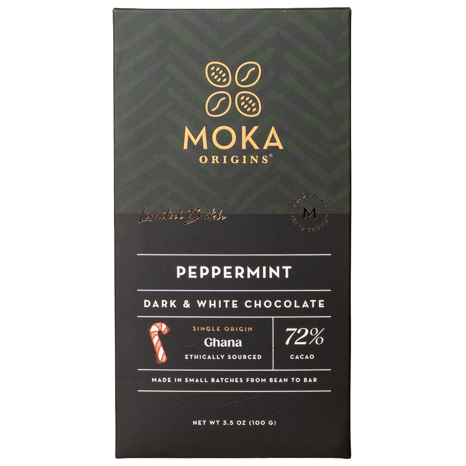 Moka Origins 72% Dark & White Chocolate, Peppermint
