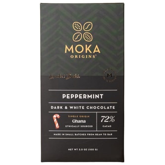 Moka Origins 72% Dark & White Chocolate, Peppermint