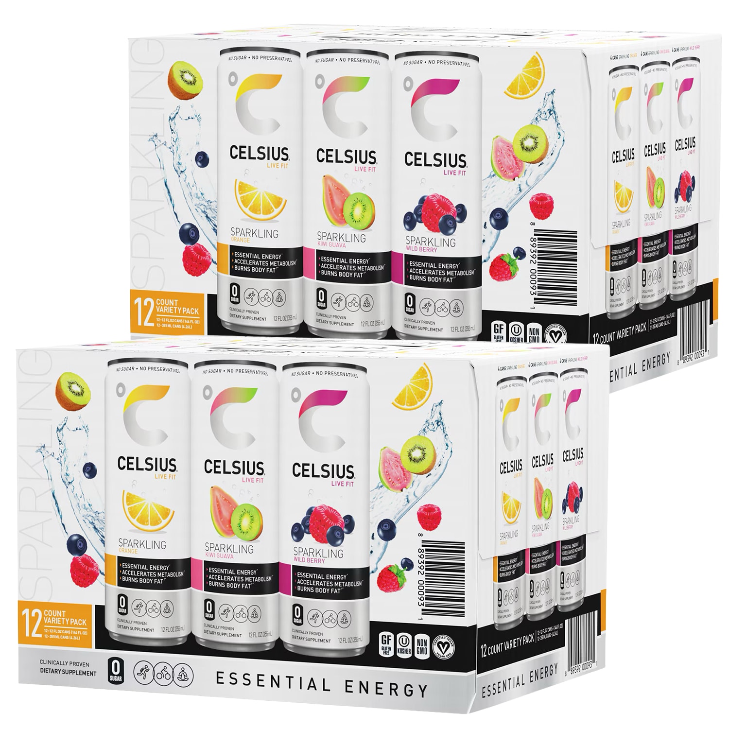 Celsius Sparkling Energy Drink, Variety Pack, Cans, Case