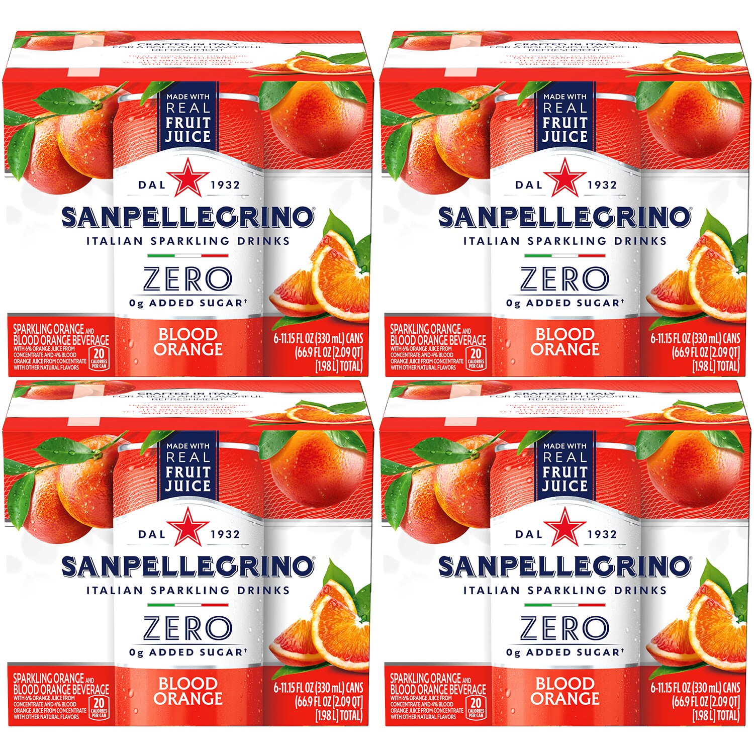 San Pellegrino Italian Sparkling Drinks, Blood Orange, Cans, Case