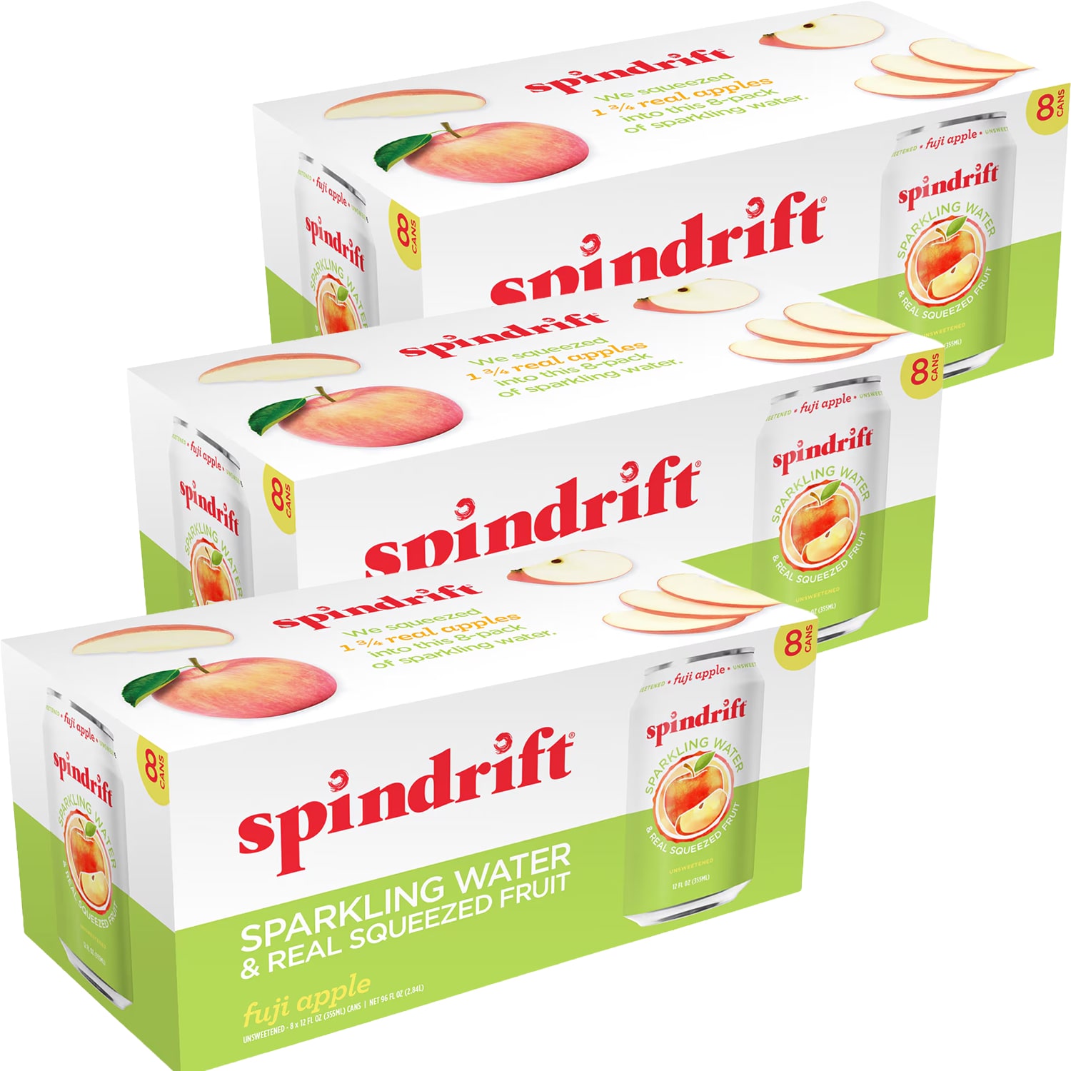 Spindrift Sparkling Water, Fuji Apple, Cans, Case