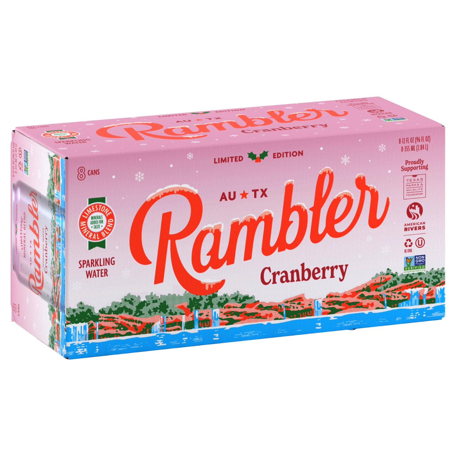 Rambler Sparkling Mineral Water, Cranberry, Cans