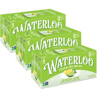 Waterloo Sparkling Water, Lemon-Lime, Cans, Case
