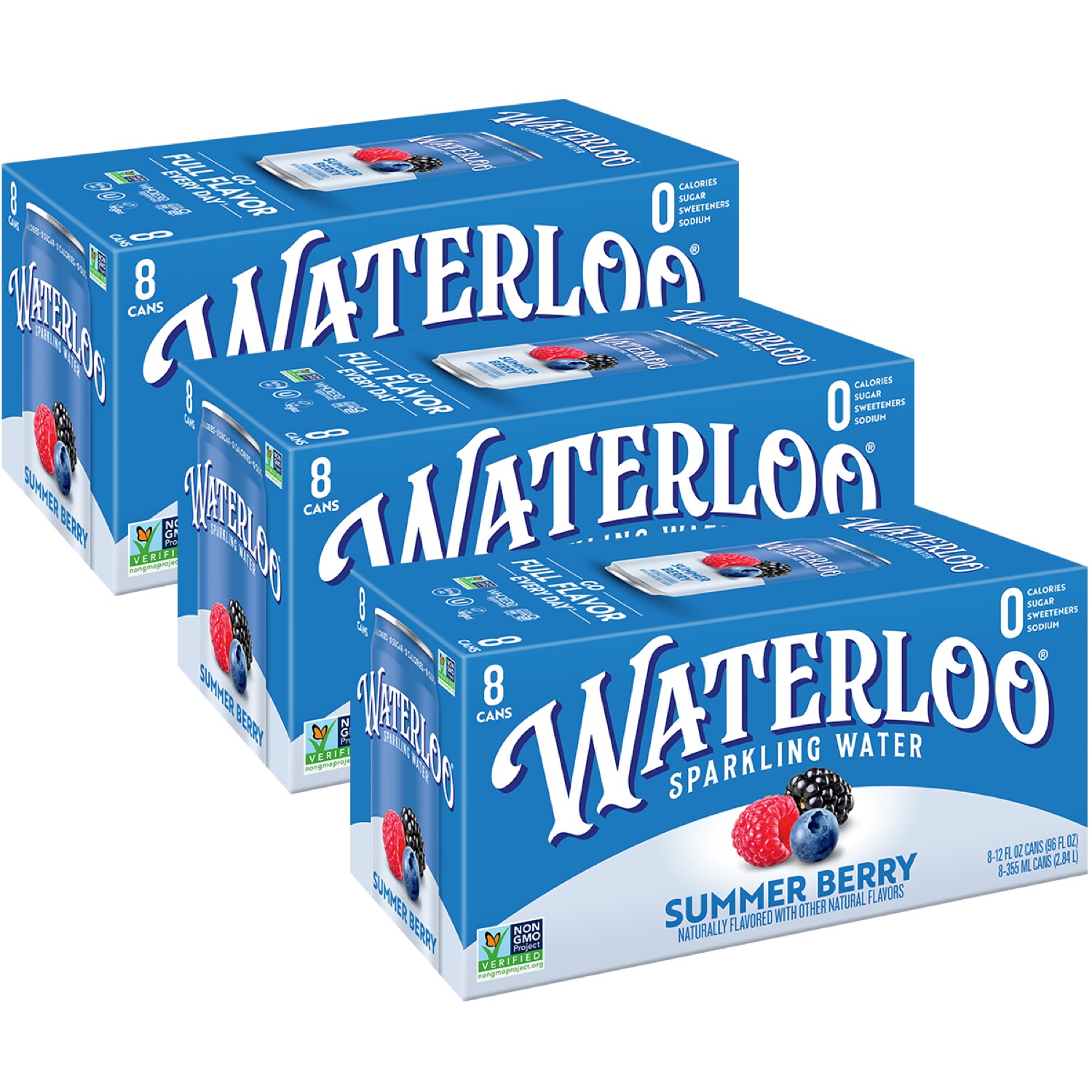 Waterloo Sparkling Water, Summer Berry, Cans, Case