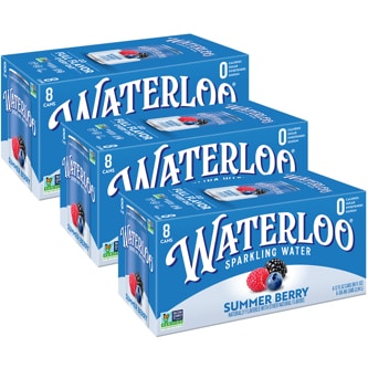 Waterloo Sparkling Water, Summer Berry, Cans, Case