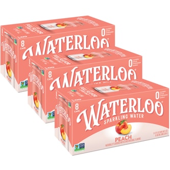 Waterloo Sparkling Water, Peach, Cans, Case