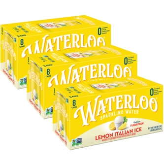 Waterloo Sparkling Water, Summer Lemon Italian Ice, Cans, Case