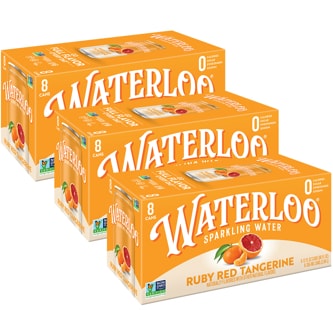 Waterloo Sparkling Water, Ruby Red Tangerine, Cans, Case