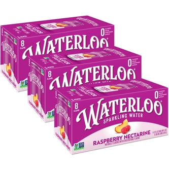 Waterloo Sparkling Water, Raspberry Nectarine, Cans, Case