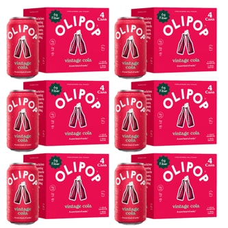 OLIPOP 6g Fiber Prebiotic Soda, Vintage Cola, Cans, Case