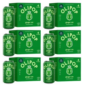 OLIPOP 6g Fiber Prebiotic Soda, Ginger Ale, Cans, Case