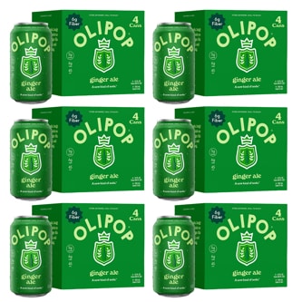 OLIPOP 6g Fiber Prebiotic Soda, Ginger Ale, Cans, Case